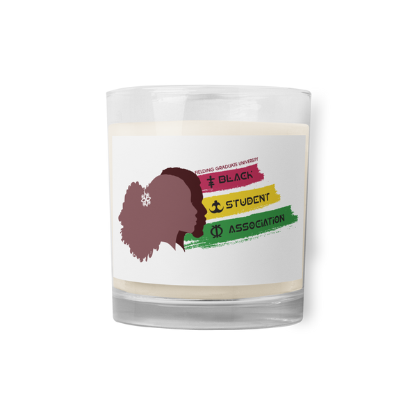 Glass Jar Soy Wax Candle - White | Black Student Association Logo
