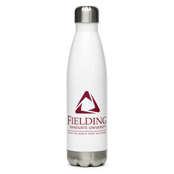 Stainless Steel Water Bottle - White | Fielding Logo